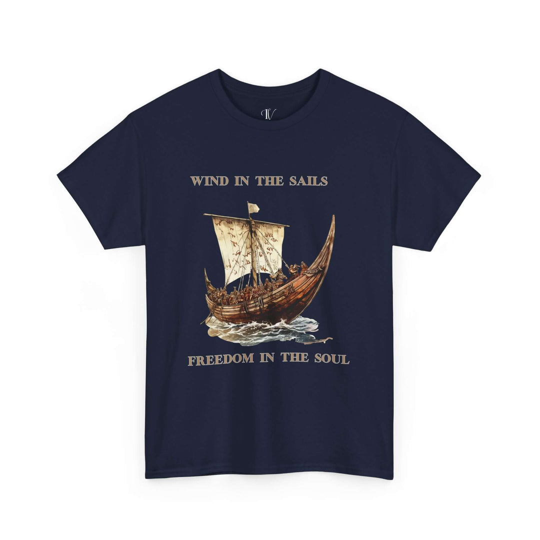 Set Sail in Style: Viking Cruise Tee - "Freedom in Your Soul" T-Shirt Printify Navy S