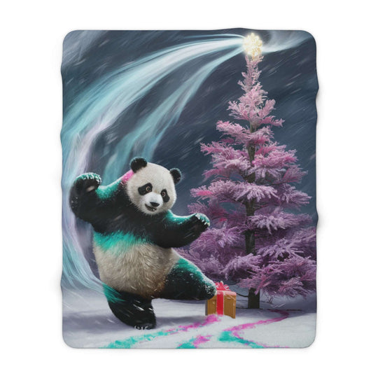 Sherpa Fleece Blanket - Dancing Panda Christmas Home Decor Printify 60" × 80"