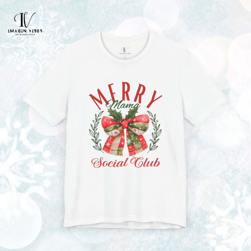 Christmas Unisex Tee - Festive & Feminine 'Merry Mama' Design T-Shirt Printify White XS