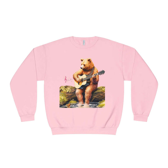 Bear Playing Guitar Sweatshirt Sweatshirt Printify Classic Pink M
