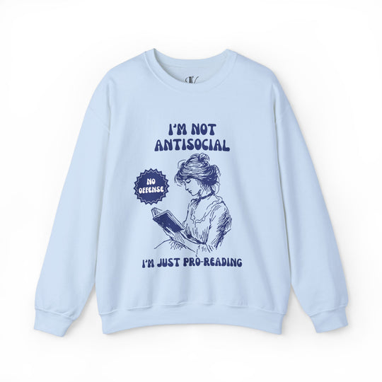 Humorous Literary Reading Woman Unisex Sweatshirt Sweatshirt Printify S Light Blue