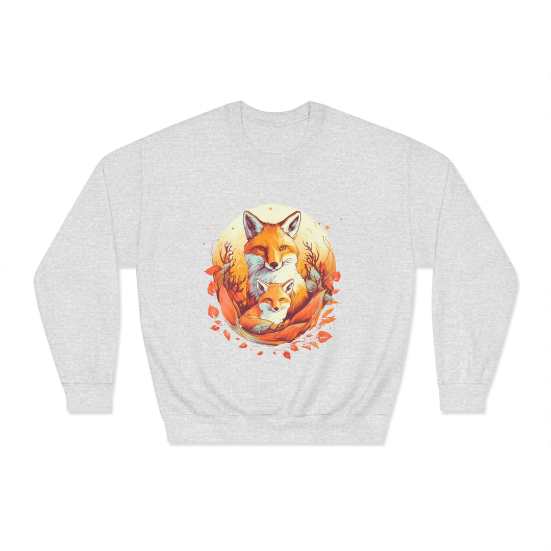 Fox Family Circle Sweatshirt Sweatshirt Printify Ash S
