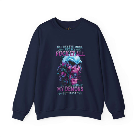 Gothic Skull Sweatshirt Sweatshirt Printify S Navy