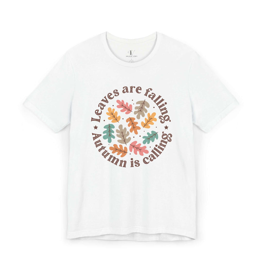 Leaves Are Falling: Autumn Boho T-Shirt T-Shirt Printify White XS