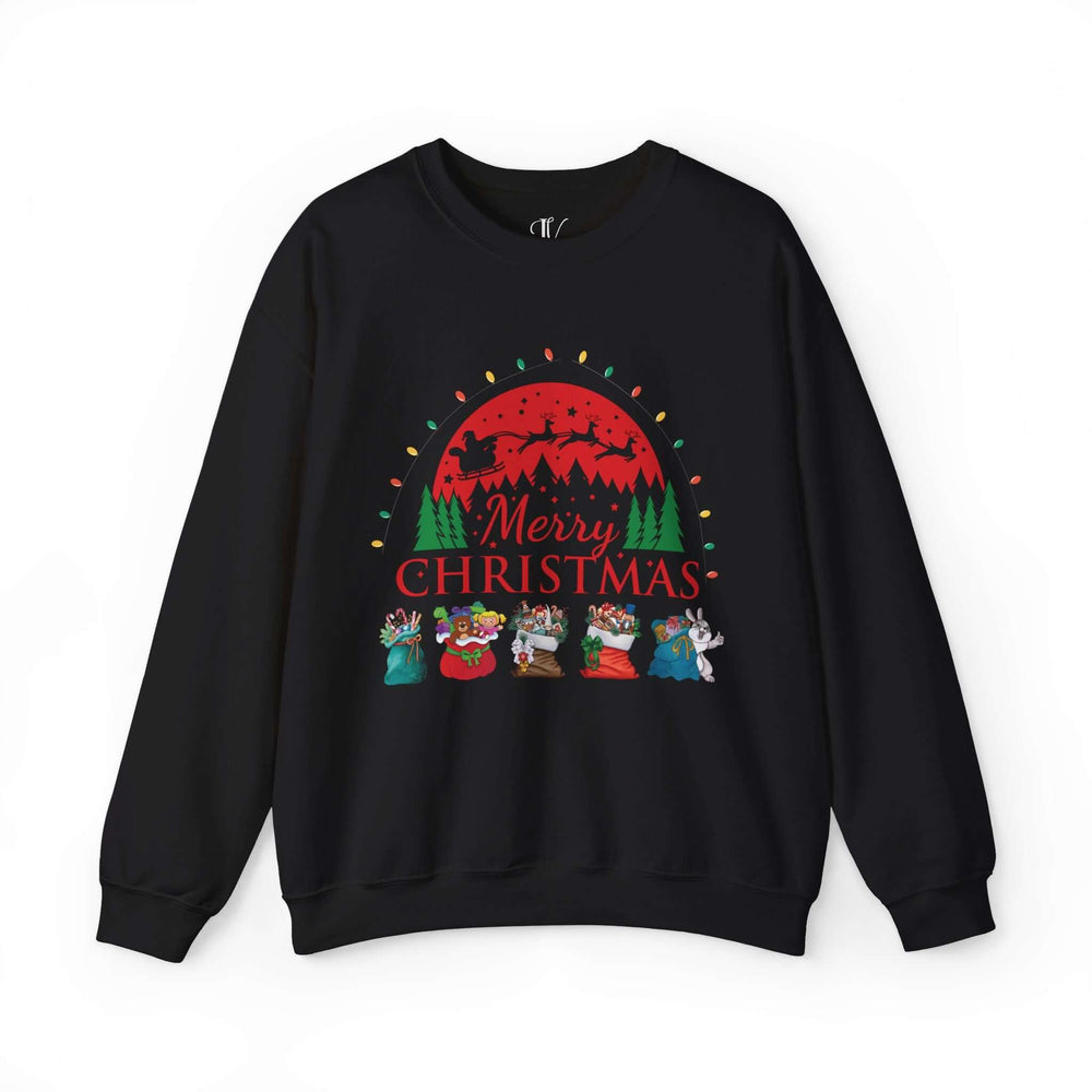 Merry Christmas Sweatshirt: Festive Santa Sweatshirt Printify M Black