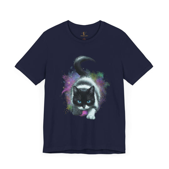 Cat Cosmic Tee T-Shirt Printify Navy XS