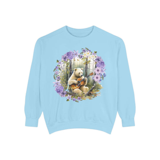 Bear Playing Violin Sweatshirt Sweatshirt Printify Chambray S