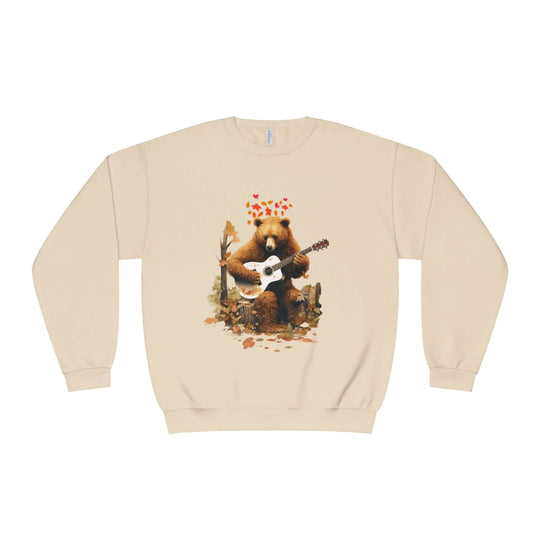 Bear Playing Guitar Sweatshirt Sweatshirt Printify Sandstone S