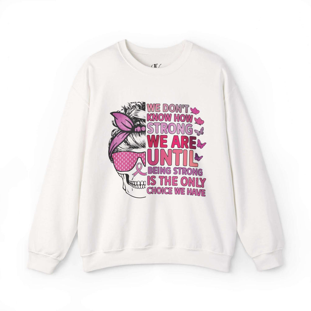 Breast Cancer Awareness Sweatshirt - Strength and Hope Sweatshirt Printify S White