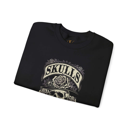 Skulls and Roses Sweatshirt Sweatshirt Printify