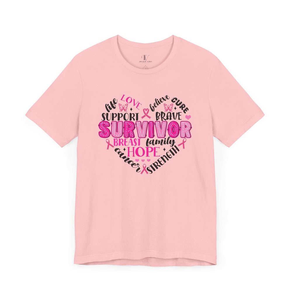 Breast Cancer Survivor Heart T-Shirt T-Shirt Printify Pink XS