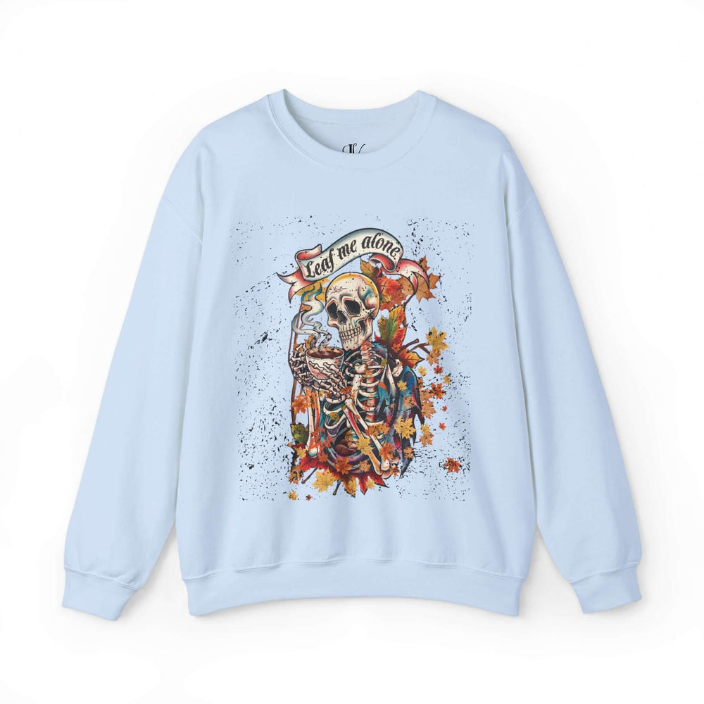 Leaf Me Alone: Grunge Skeleton Halloween Sweatshirt Sweatshirt Printify S Light Blue