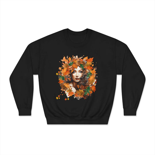 Whimsical Fall Dreams: Romantic Leaves Sweatshirt Sweatshirt Printify Black S