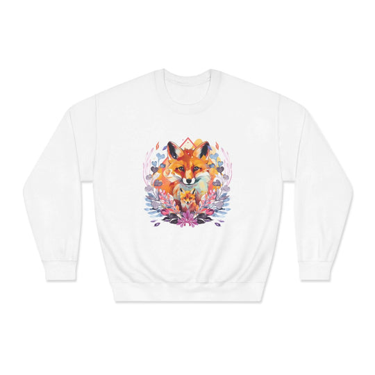 Foxes Nature-Inspired Crewneck Sweatshirt Sweatshirt Printify White S