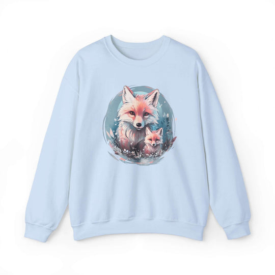 Fox Family Winter Arctic Crewneck Sweatshirt Sweatshirt Printify S Light Blue