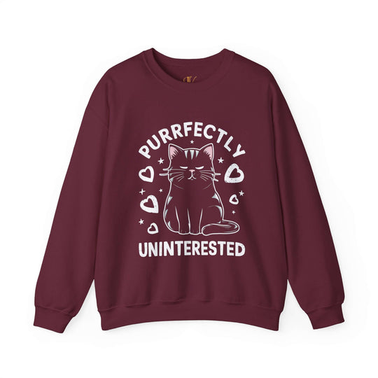 Cat Lover Sweatshirt | Purrfectly Uninterested Sweatshirt Printify S Maroon