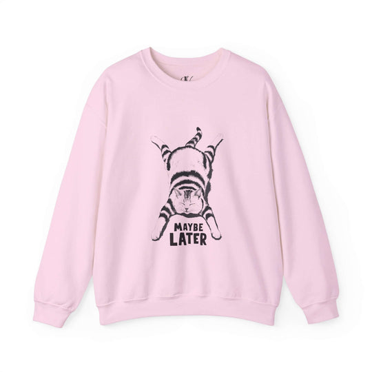 Cat Maybe Later Sweatshirt Sweatshirt Printify S Light Pink