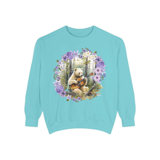 Bear Playing Violin Sweatshirt Sweatshirt Printify Chalky Mint S