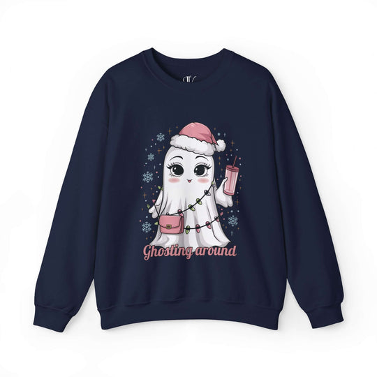 Kawaii Ghost: Ghosting Around Sweatshirt Sweatshirt Printify S Navy