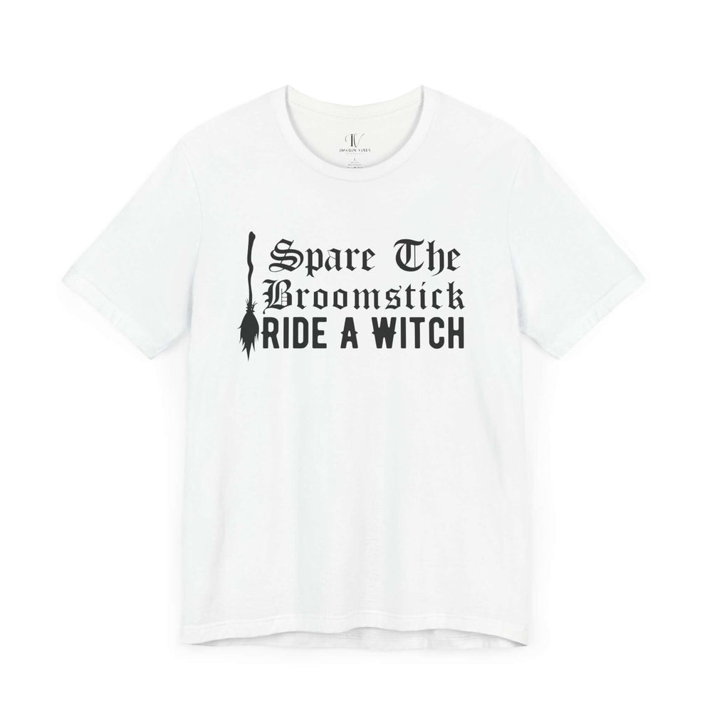 Halloween Tee - Funny Witch's Broomstick Design T-Shirt Printify White XS