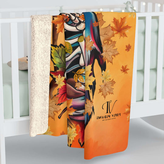 Sherpa Fleece Blanket - 'Leaf Me Alone' Gothic Skeleton Home Decor Printify