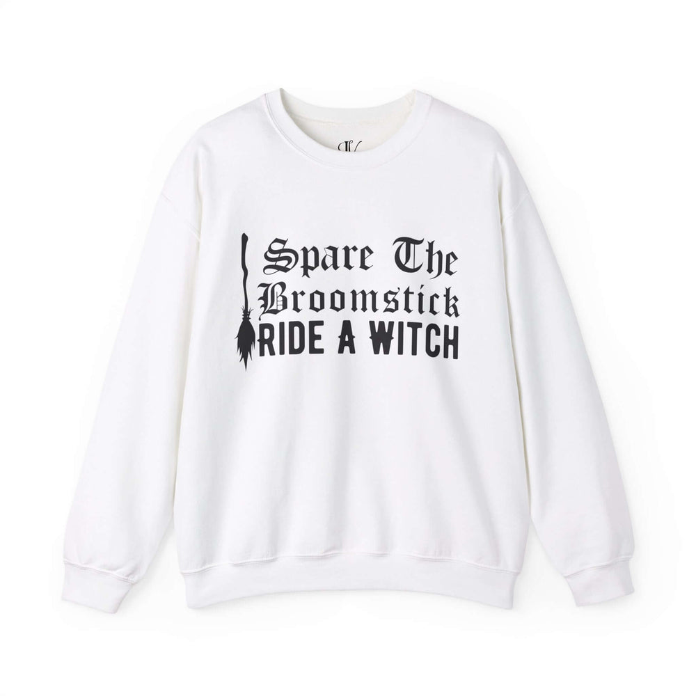 Halloween Witch Broomstick Sweatshirt Sweatshirt Printify S White