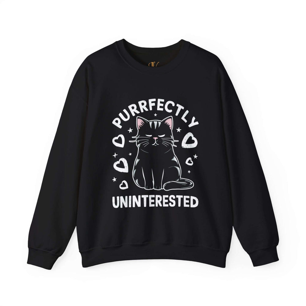 Cat Lover Sweatshirt | Purrfectly Uninterested Sweatshirt Printify S Black