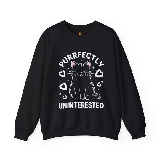 Cat Lover Sweatshirt | Purrfectly Uninterested Sweatshirt Printify S Black