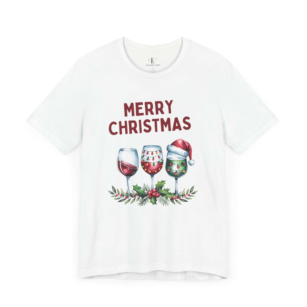 Christmas Wine Glasses Tee - Unisex Jersey Shirt T-Shirt Printify White XS