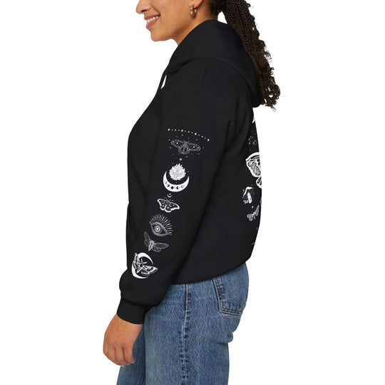 Mystical Moth Hoodie for Bohemian Aesthetic Hoodie Printify