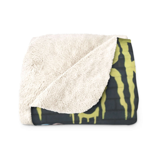 Sherpa Fleece Blanket - Merry Cryptmas Gothic Skull Pumpkin Spooky Christmas Home Decor Printify