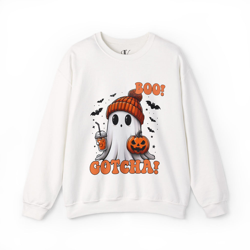 Cute Ghost Boo! Halloween Sweatshirt Sweatshirt Printify S White