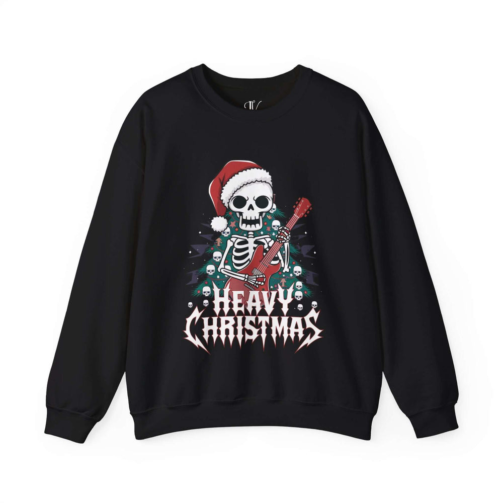 Heavy Christmas Crewneck Sweatshirt Sweatshirt Printify S Black