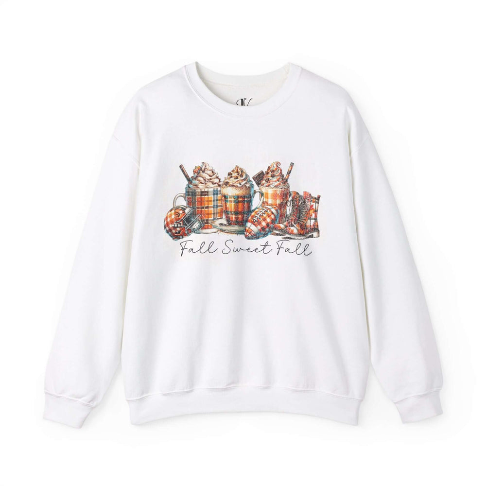 Autumn Plaid Sweatshirt - Pumpkin Spice and Warm Coffee Sweatshirt Printify S White