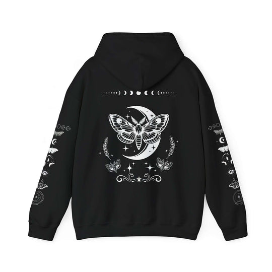 Celestial Moth Hoodie - Stay Magical Line Art Hoodie Printify