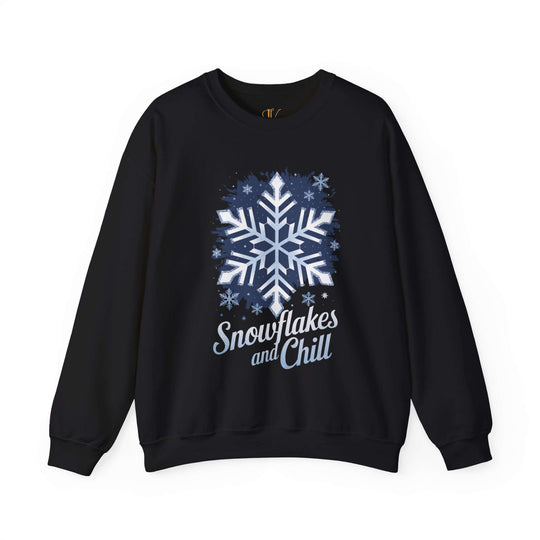Winter Snowflakes Crewneck Sweatshirt - Snowflakes and Chill Sweatshirt Printify S Black