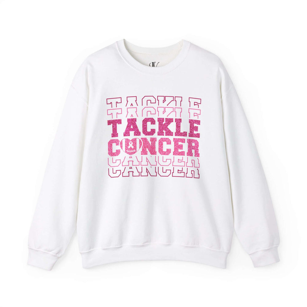 Tackle Breast Cancer Retro Sweatshirt Sweatshirt Printify S White