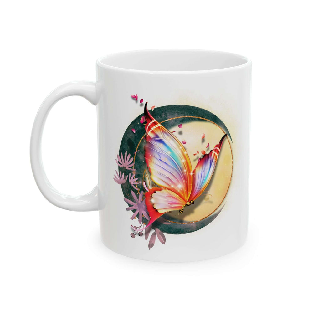 Ceramic Mug - Nature-Inspired Butterfly and Flowers Mug Printify