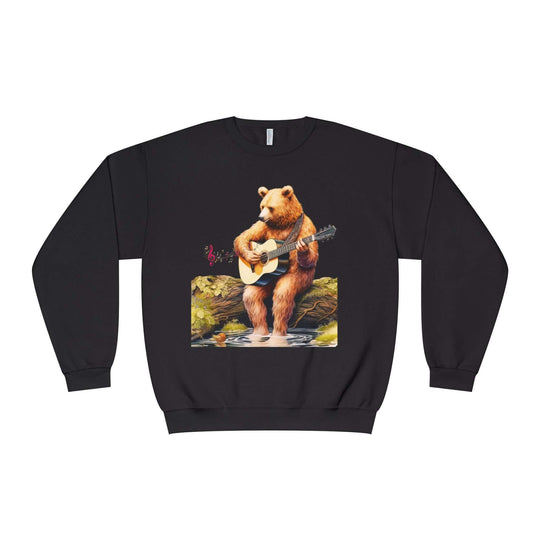 Bear Playing Guitar Sweatshirt Sweatshirt Printify Black XL