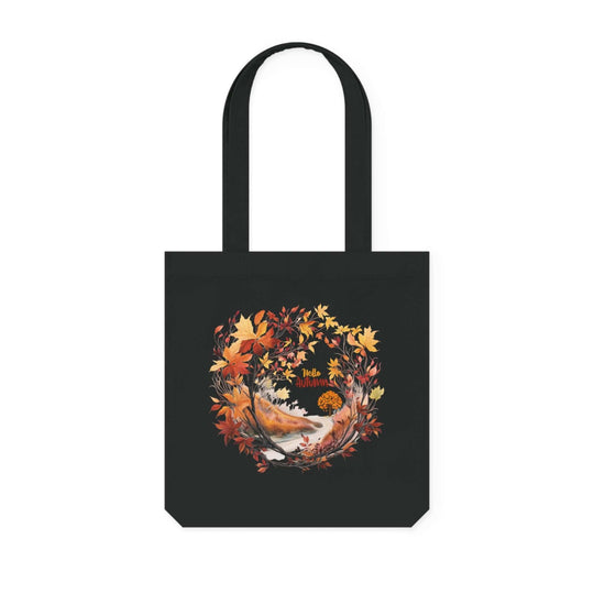 Autumn Woven Tote Bag Bags Printify Black 14.6" x 15.4"