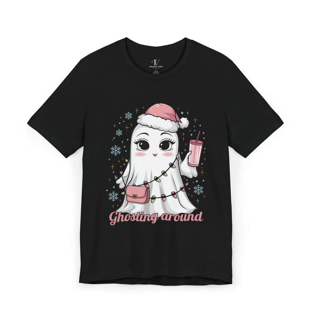 Kawaii Ghost: Ghosting Around T-Shirt T-Shirt Printify Black XS