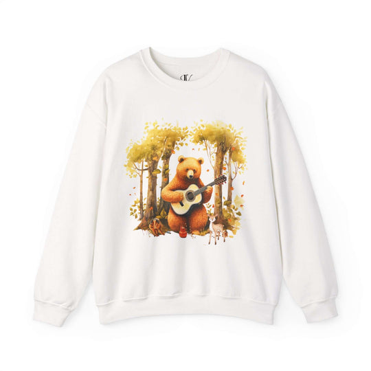 Bear Whimsical Crewneck Sweatshirt Sweatshirt Printify White S