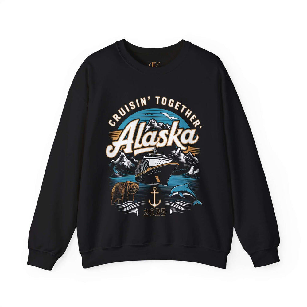 Alaskan Cruise Sweatshirt - 'Cruisin' Together, Alaska 2025' Sweatshirt Printify S Black