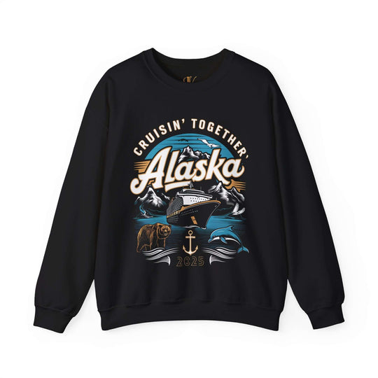 Alaskan Cruise Sweatshirt - 'Cruisin' Together, Alaska 2025' Sweatshirt Printify S Black