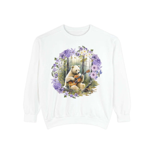 Bear Playing Violin Sweatshirt Sweatshirt Printify White S