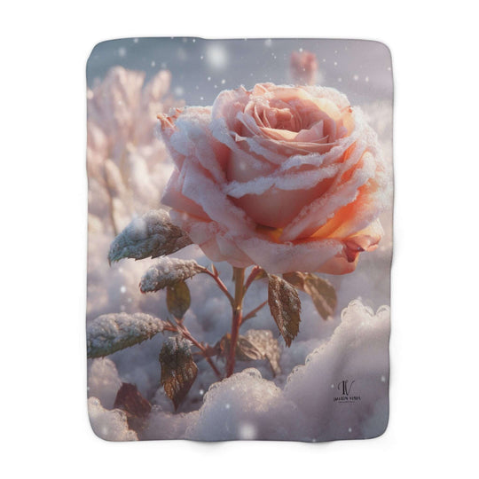 Sherpa Fleece Blanket - Snowy Rose Home Decor Printify