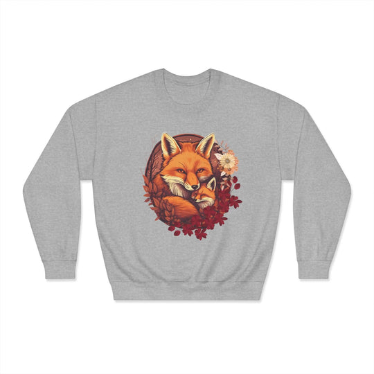 Foxes Nature-Inspired Crewneck Sweatshirt Sweatshirt Printify Sport Grey S