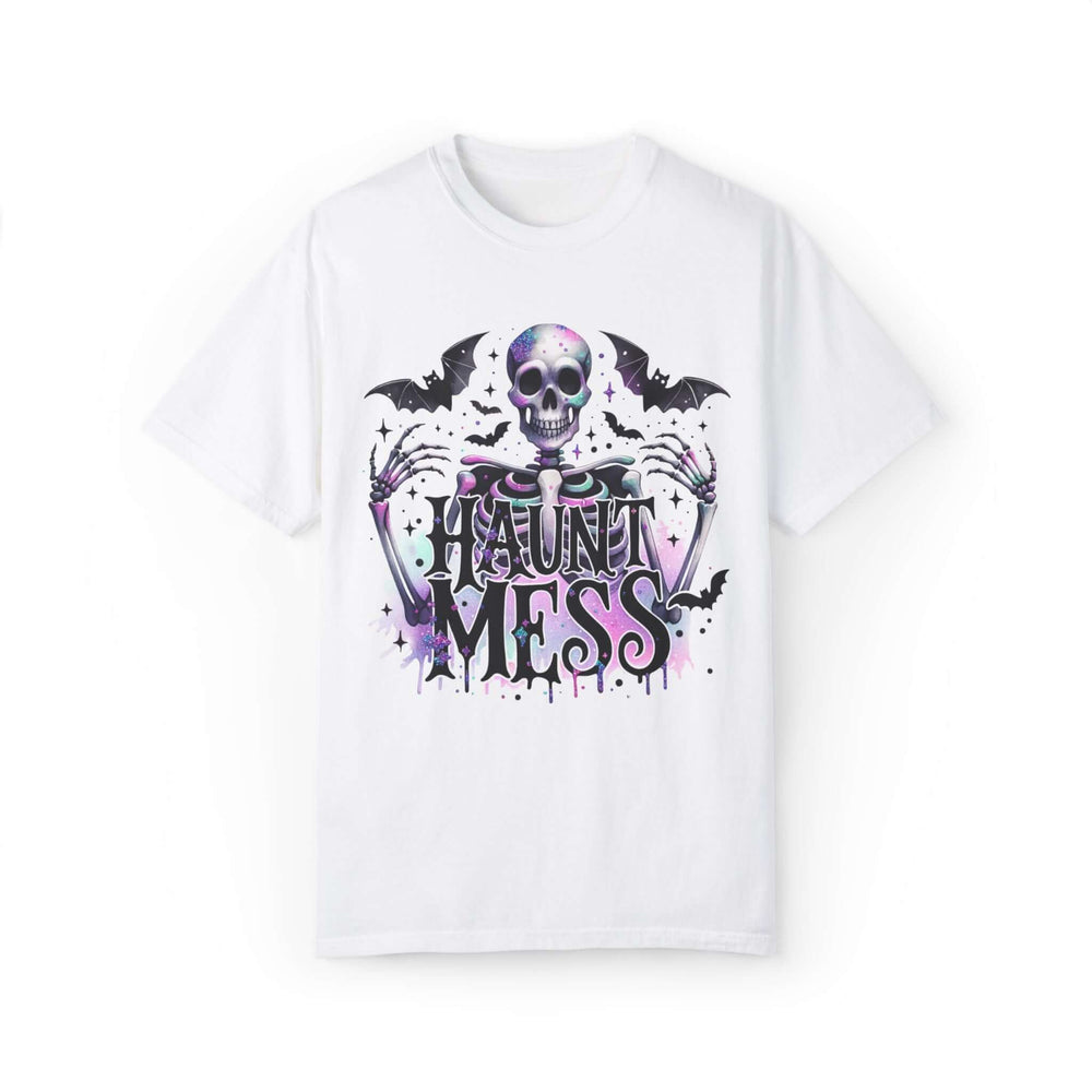Haunt Mess: Snarky Skeleton Halloween T-Shirt T-Shirt Printify White L