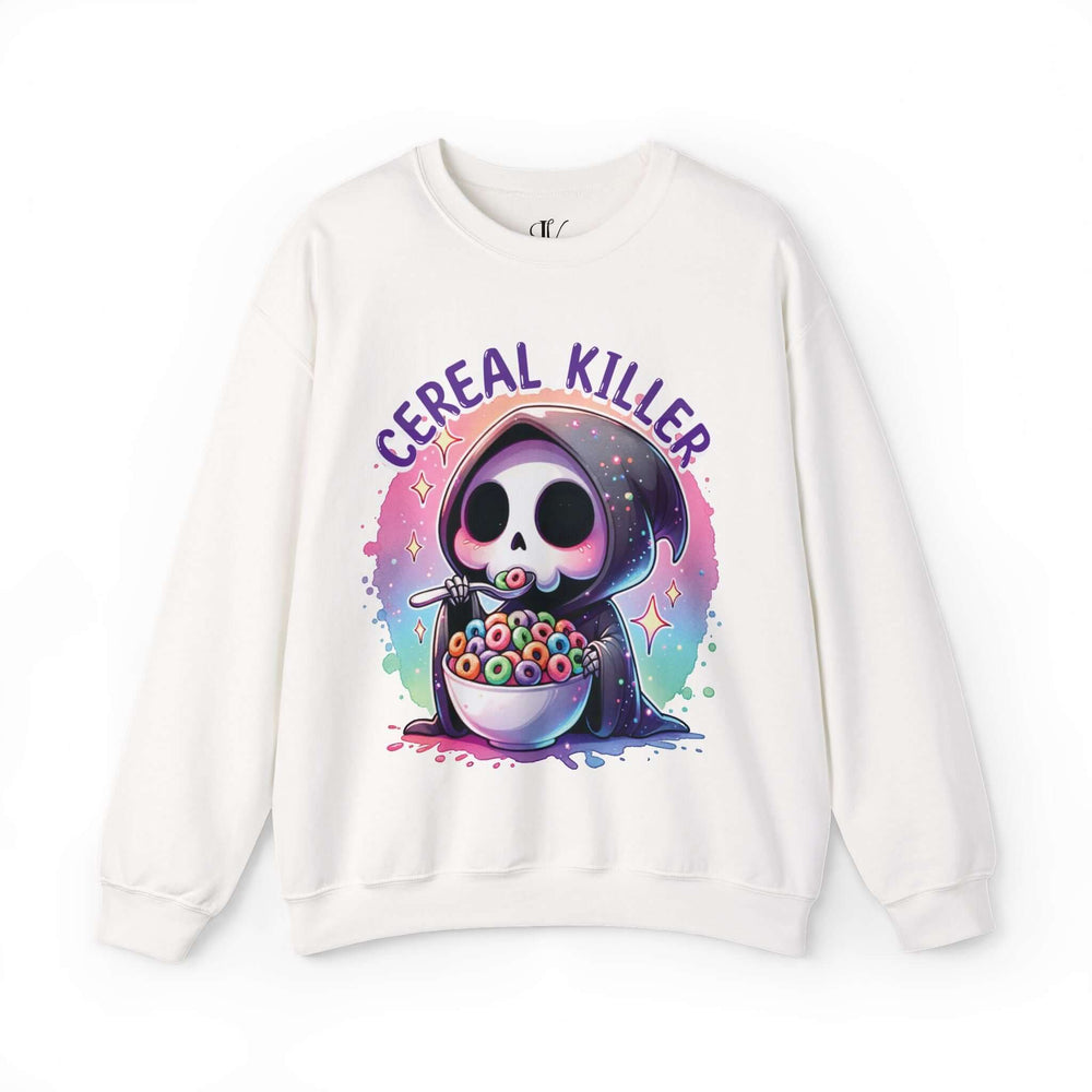 Cereal Killer Reaper: Vintage Halloween Sweatshirt Sweatshirt Printify S White
