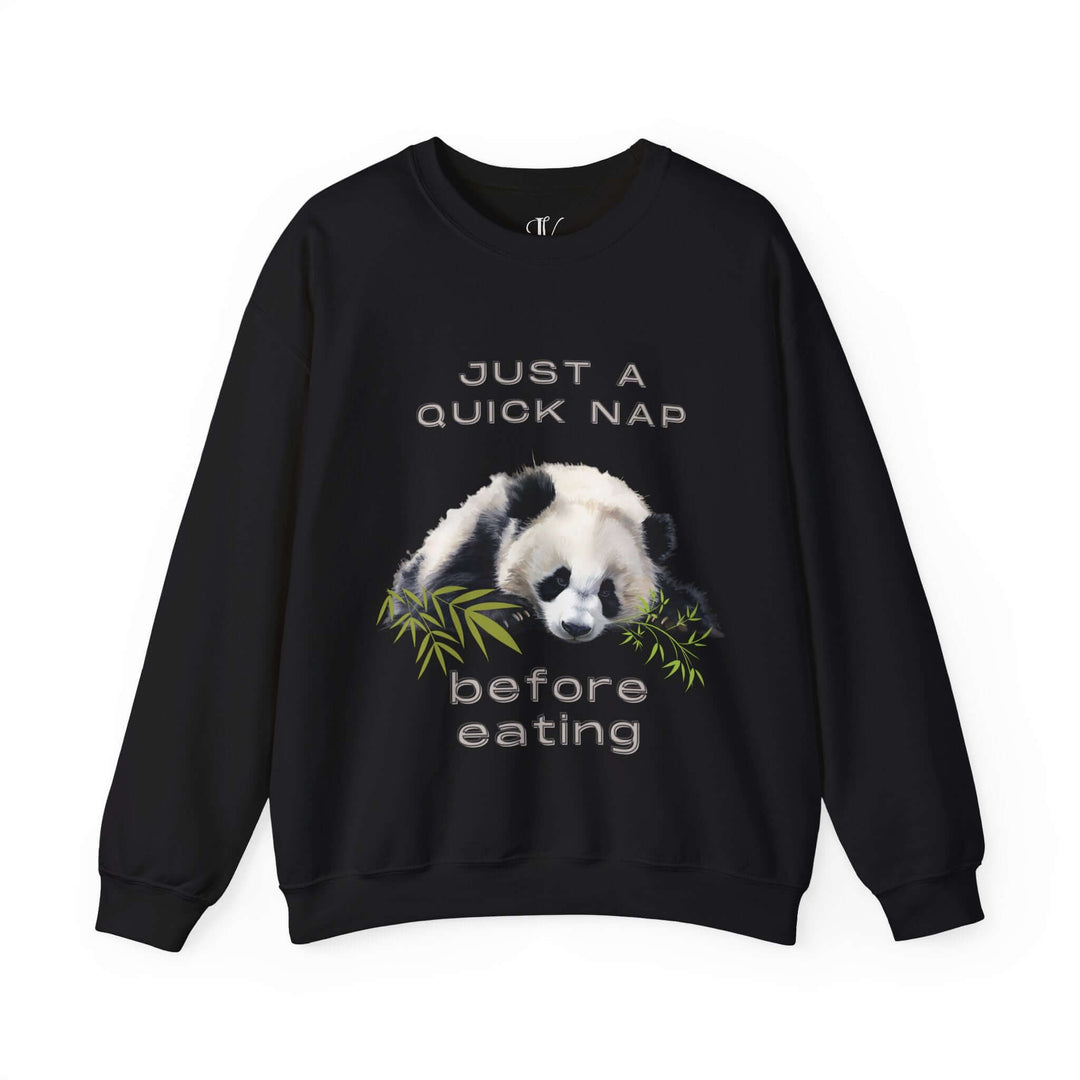 Sleeping Panda Sweatshirt - Just a Quick Nap Before Eating Sweatshirt Printify Black S